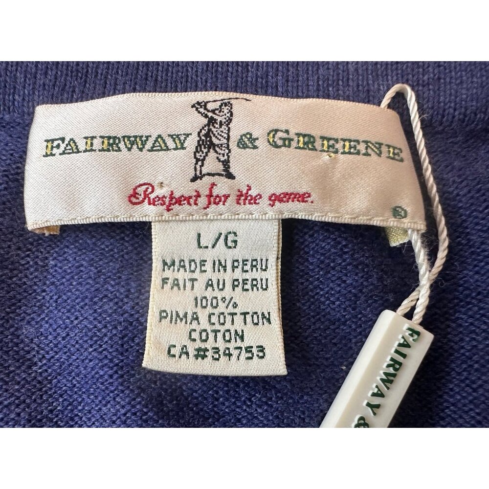 Fairway and Greene Golf Sweater Vest Mens Large Blue V-neck Pullover Pima Cotton - Picture 4 of 10